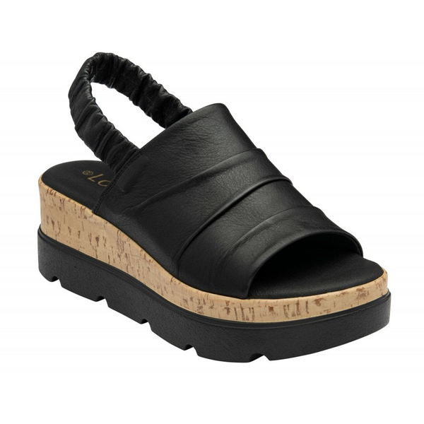 Lotus Black Leather Jessie 6cm Flatform Sandals ULP402BB