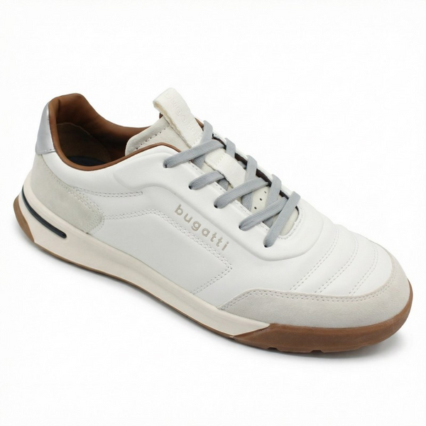 Bugatti Menswear Off-White Leather and Suede Sporty Sneakers 321 AWP01 5900 2100