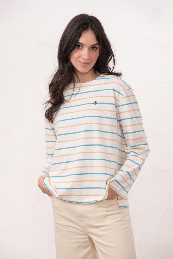 Lighthouse Blue Clay Stripe Causeway Breton Top