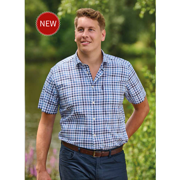 Champion Broadstairs Blue Short Sleeve Checked Shirt BROADSTAIRS 3112