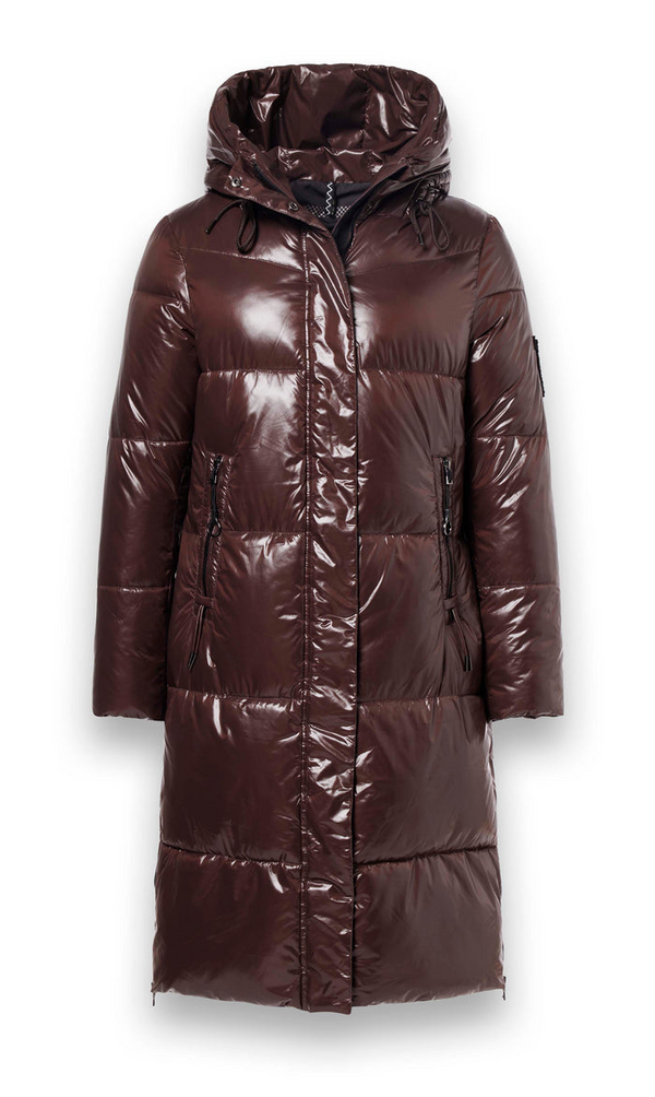 District Donut Long Glossy Quilted Coat