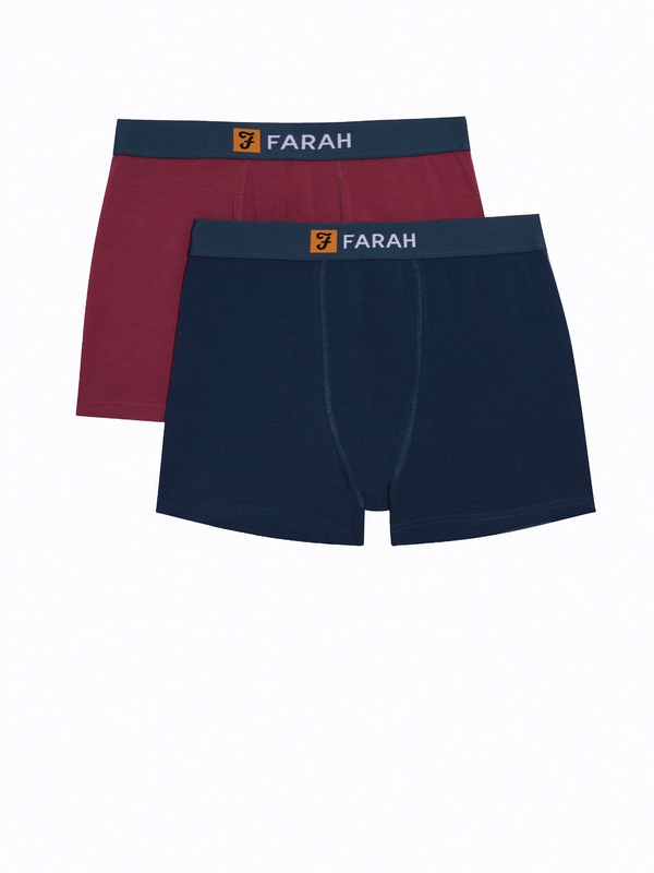 Farah Fitted Trunks 2 Pack Denim Berry Cotton Stretch Underwear FMSD0022