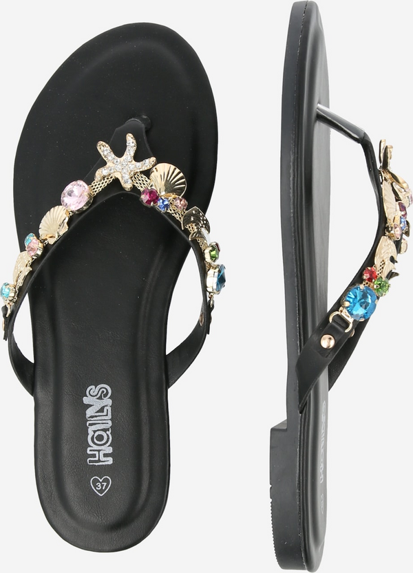 Hailys | Me44rmaid Black T-bar Flip-Flop Sandals