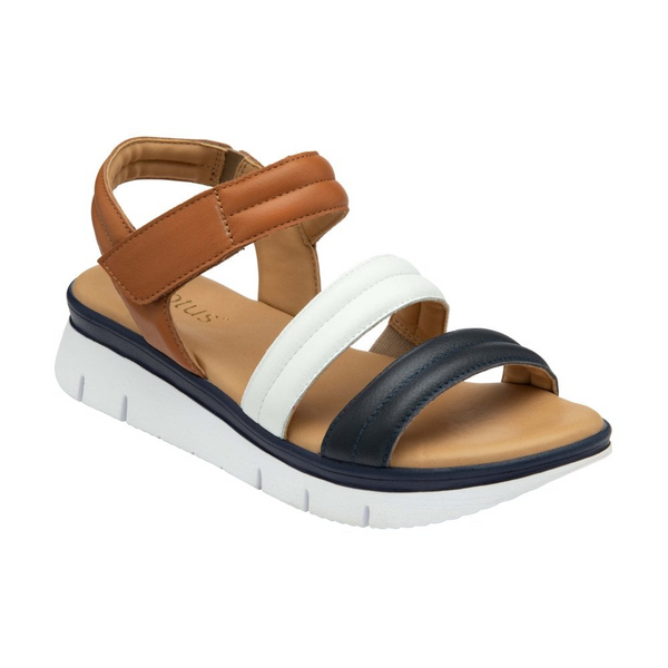 Lotus Navy-Multi Leather Zamira 6cm Wedge Sandals ULP403DE