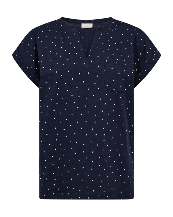 Freequent Viva Tee Spot Navy Blazer Star Off White 7105 Organic Cotton 207663