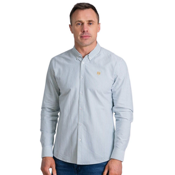 XV Kings Southland Shirt Apple Mint Striped Tapered Fit Long Sleeve