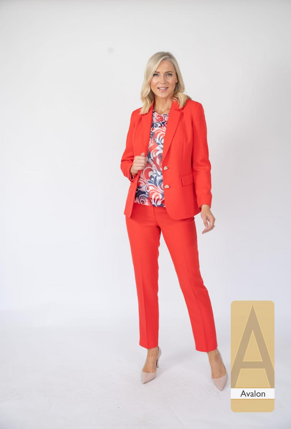 Avalon Womens Orange Textured Blazer V523 Tangerine