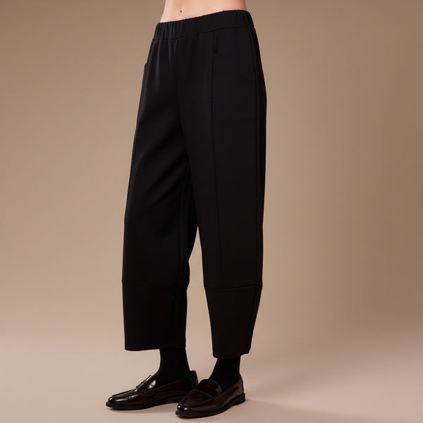 Peruzzi Tapered Slouch Trousers with Patch Pockets - in Black W26136L