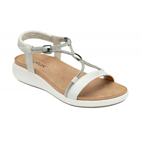 Lotus | ULP319WW0 White Bruna Wedge Sandals