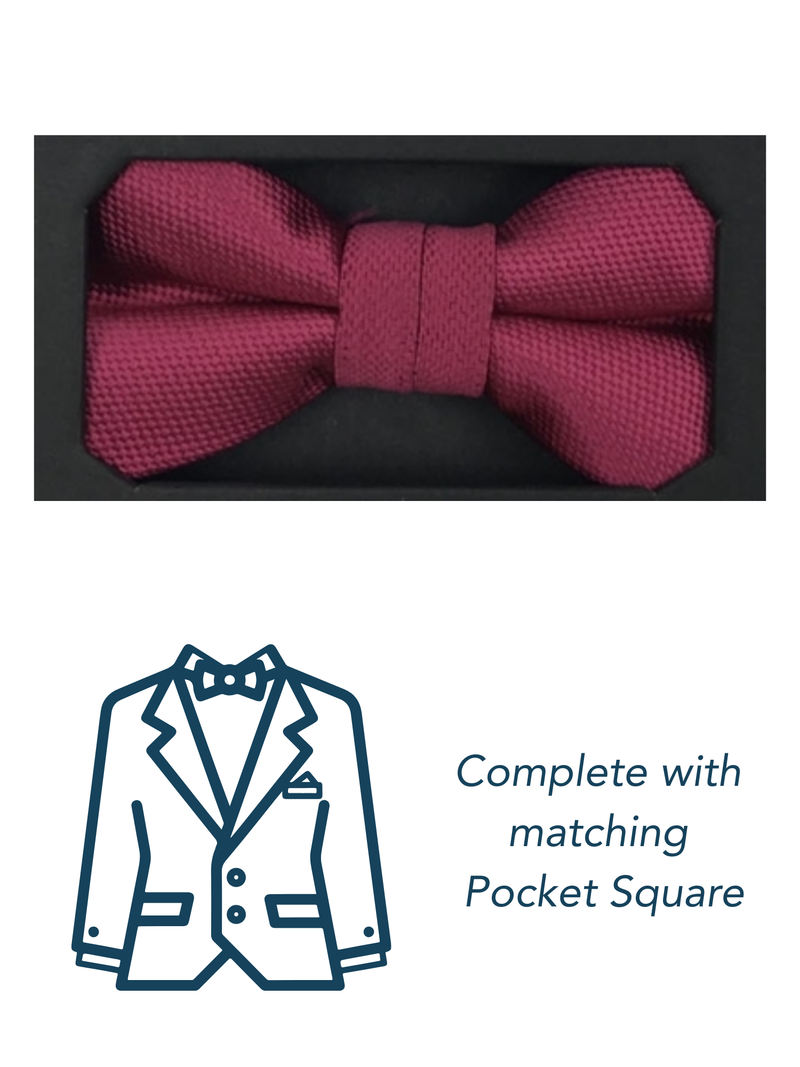 Zazzi Boys Cerise Pre-Tied Bow Tie & Pocket Square Set 4641-7