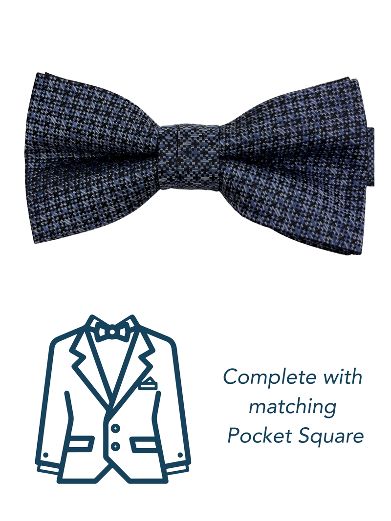 Zazzi Boys Blue Pre-Tied Bow Tie & Pocket Square Set 5636-1