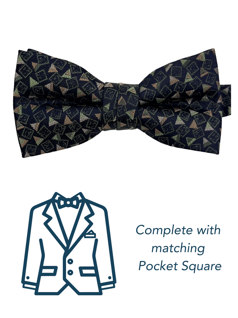 Zazzi Boys Brown Pre-Tied Bow Tie & Pocket Square Set 6076-1
