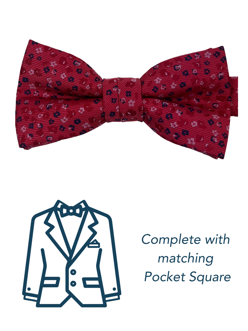 Zazzi Boys Red Pre-Tied Bow Tie & Pocket Square Set 6314-1