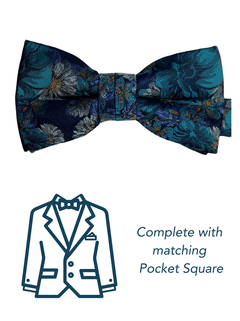 Zazzi Boys Teal Pre-Tied Bow Tie & Pocket Square Set 6319-3
