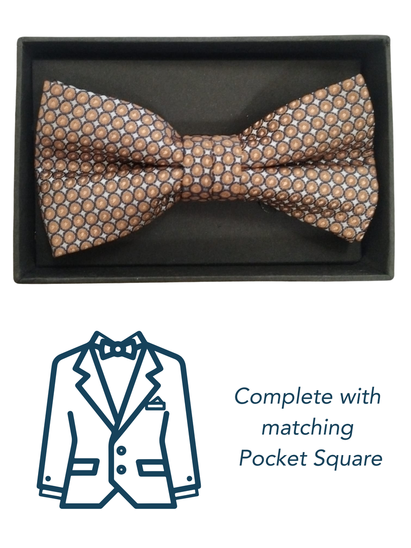 Zazzi Boys Copper Pre-Tied Bow Tie & Pocket Square Set