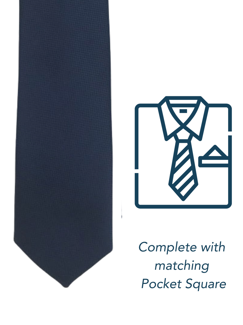 Zazzi Boys Solid Navy Tie & Matching Pocket Square Set 4641-1