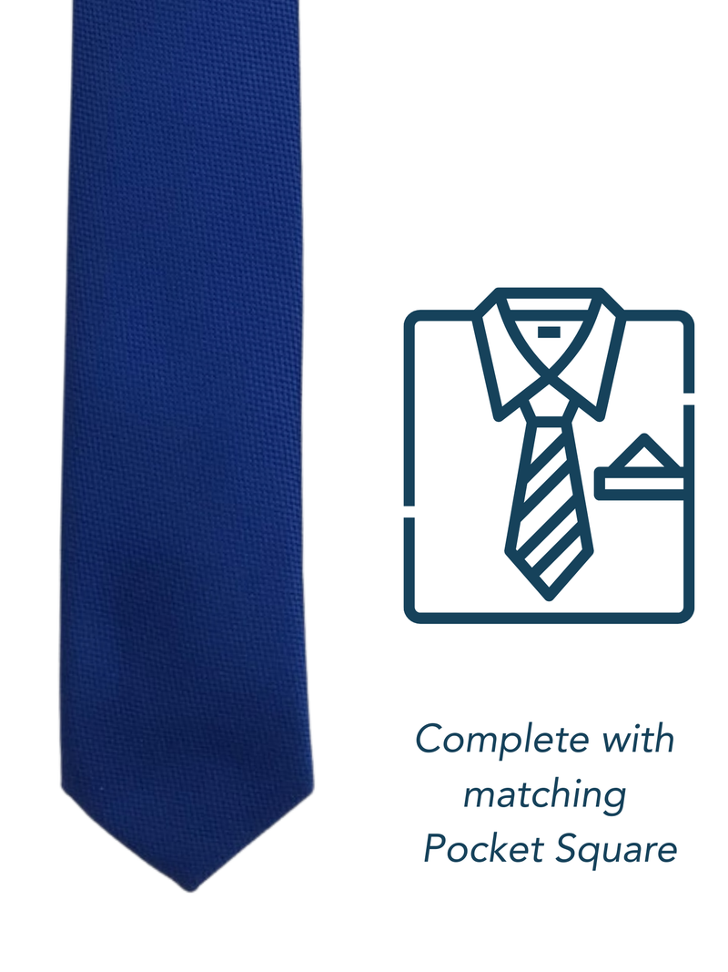 Zazzi Boys Solid Royal Blue Tie & Matching Pocket Square Set 4641-2