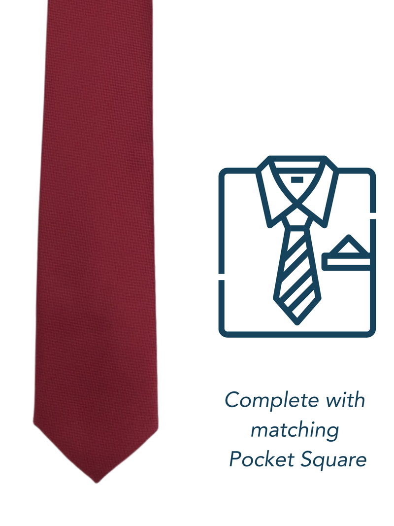 Zazzi Boys Solid Red Tie & Matching Pocket Square Set 4641-5