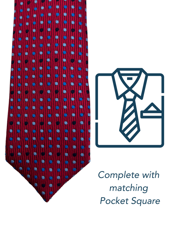 Zazzi Boys Polka Dot Wine Tie & Matching Pocket Square Set 6313-1